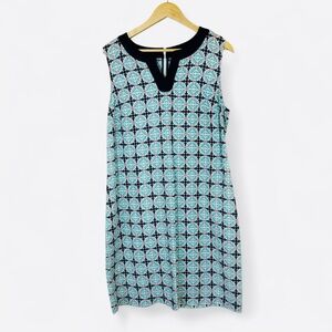 Talbots Navy and White Linen & Cotton Patterned Dress